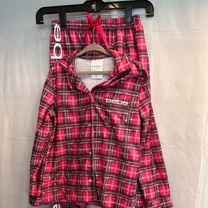 Girls Bebe pajama set.  Pink plaid. Size 7